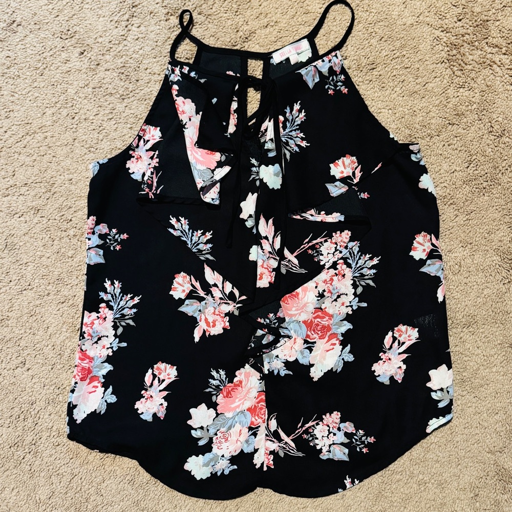 Stella Tweed • Black/Floral Sheer Blouse - Picture 2 of 8